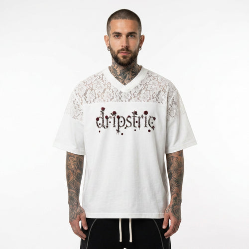 (LIMITED)Lace Paneling T-Shirt -  Rosas