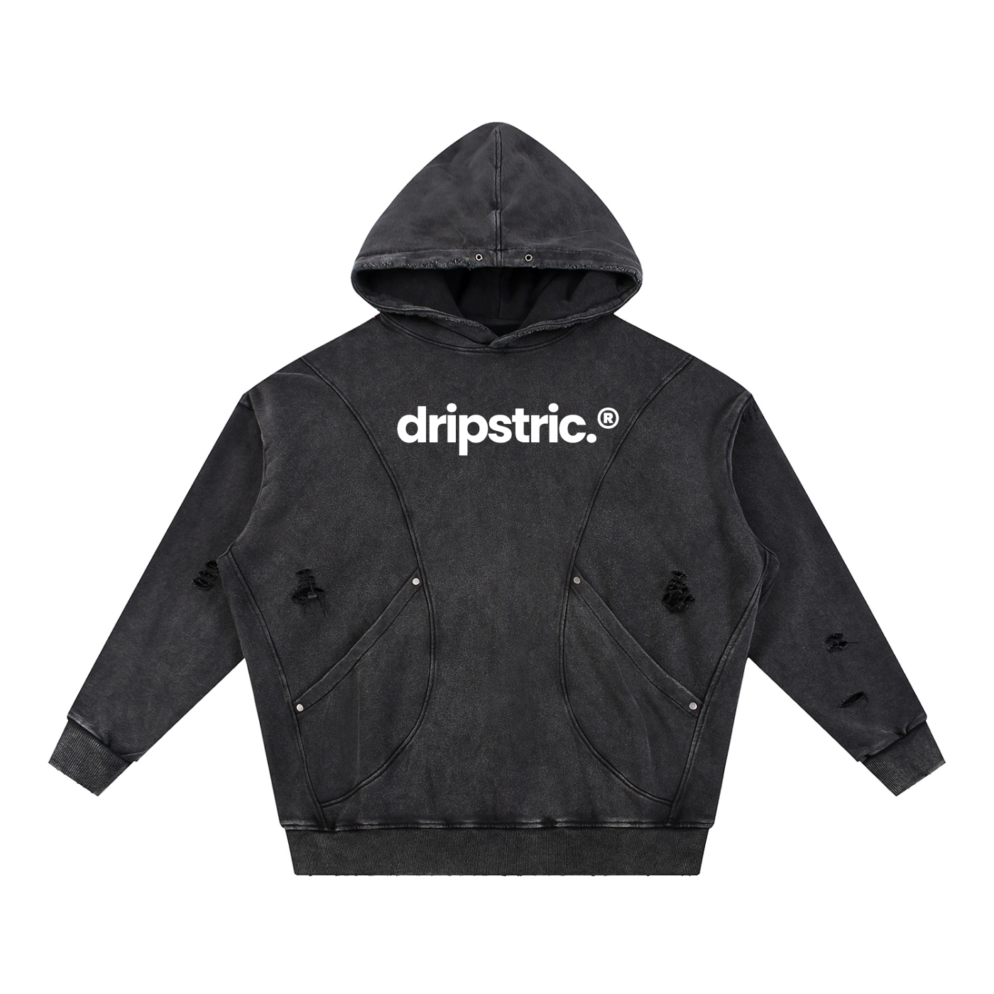 Distressed Panel Hoodie - Dripstric® Edition