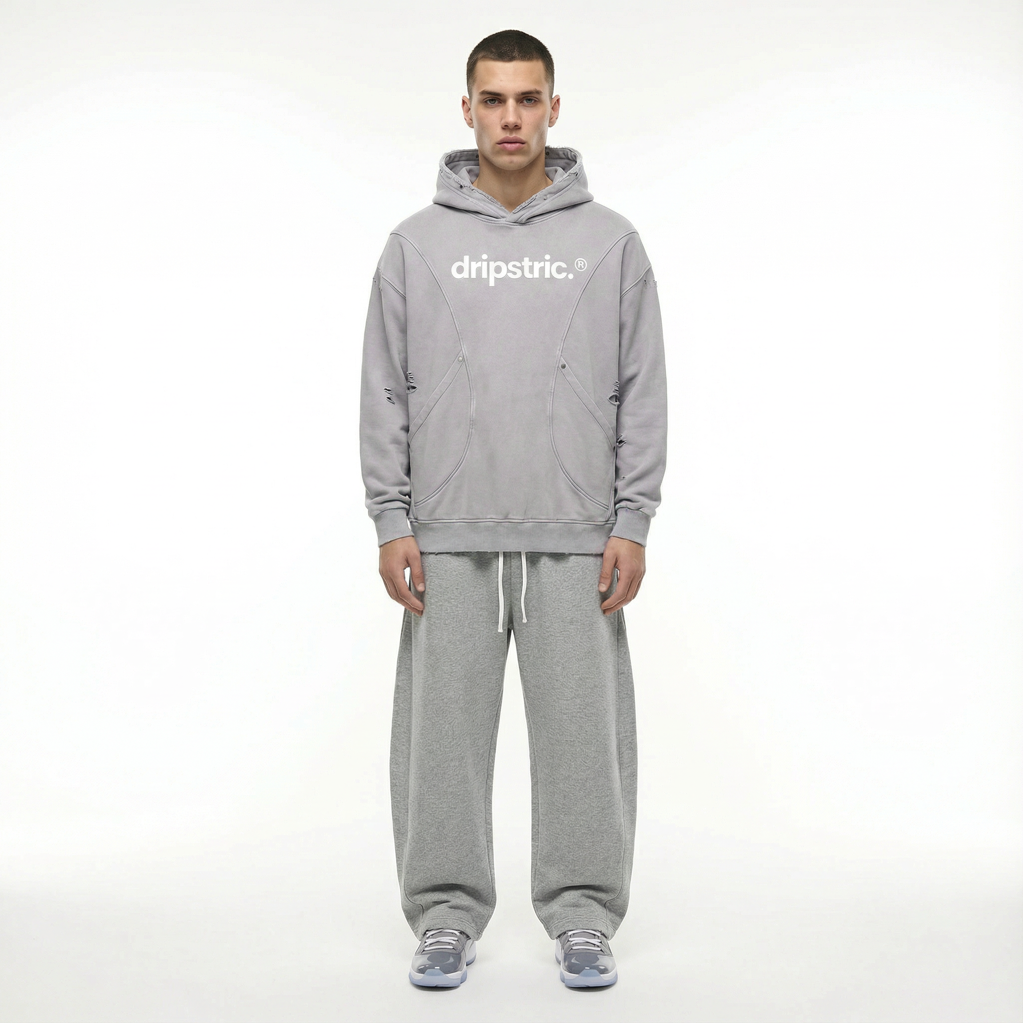 Distressed Panel Hoodie - Dripstric® Edition