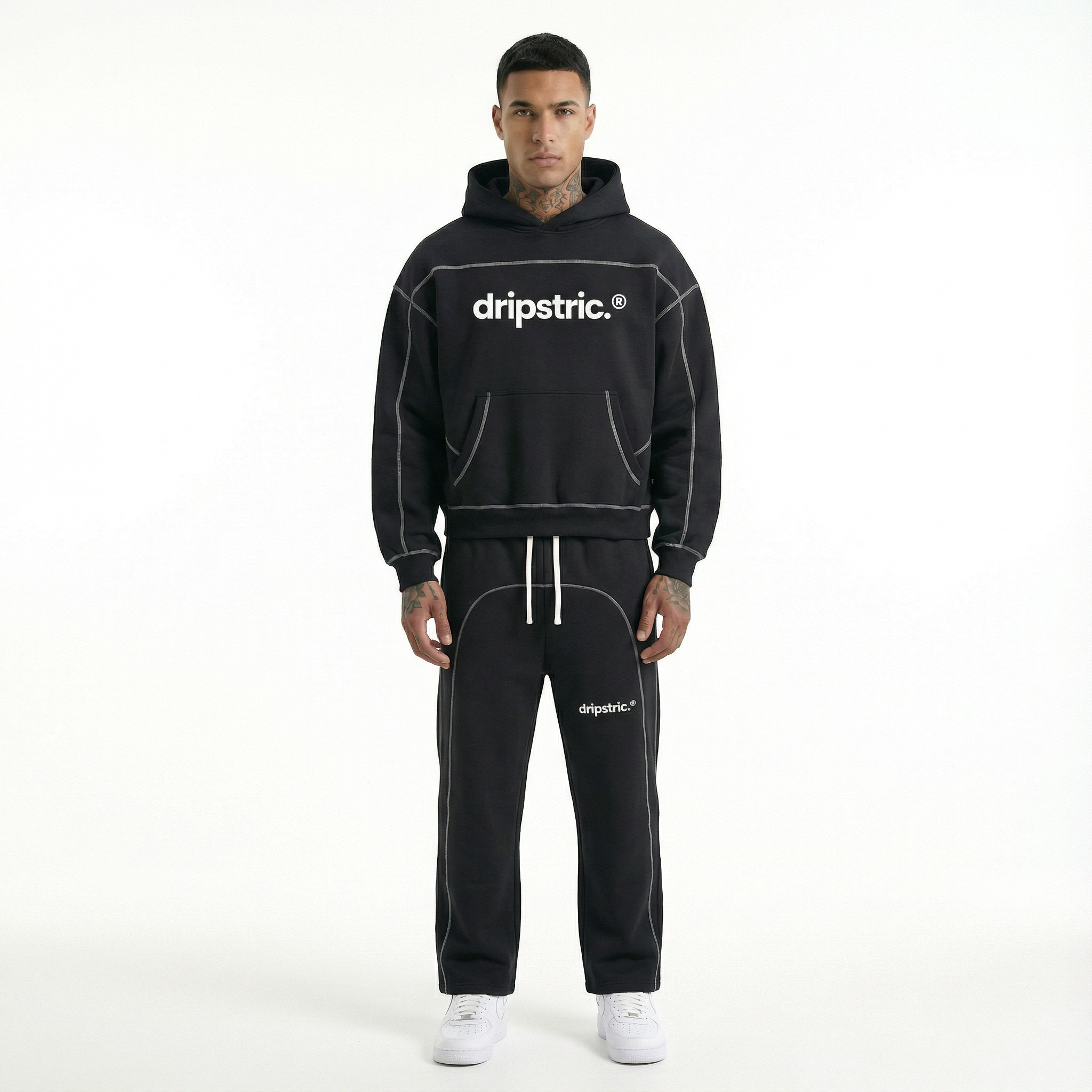 Contrast-Stitched Hoodie - Dripstric® Edition