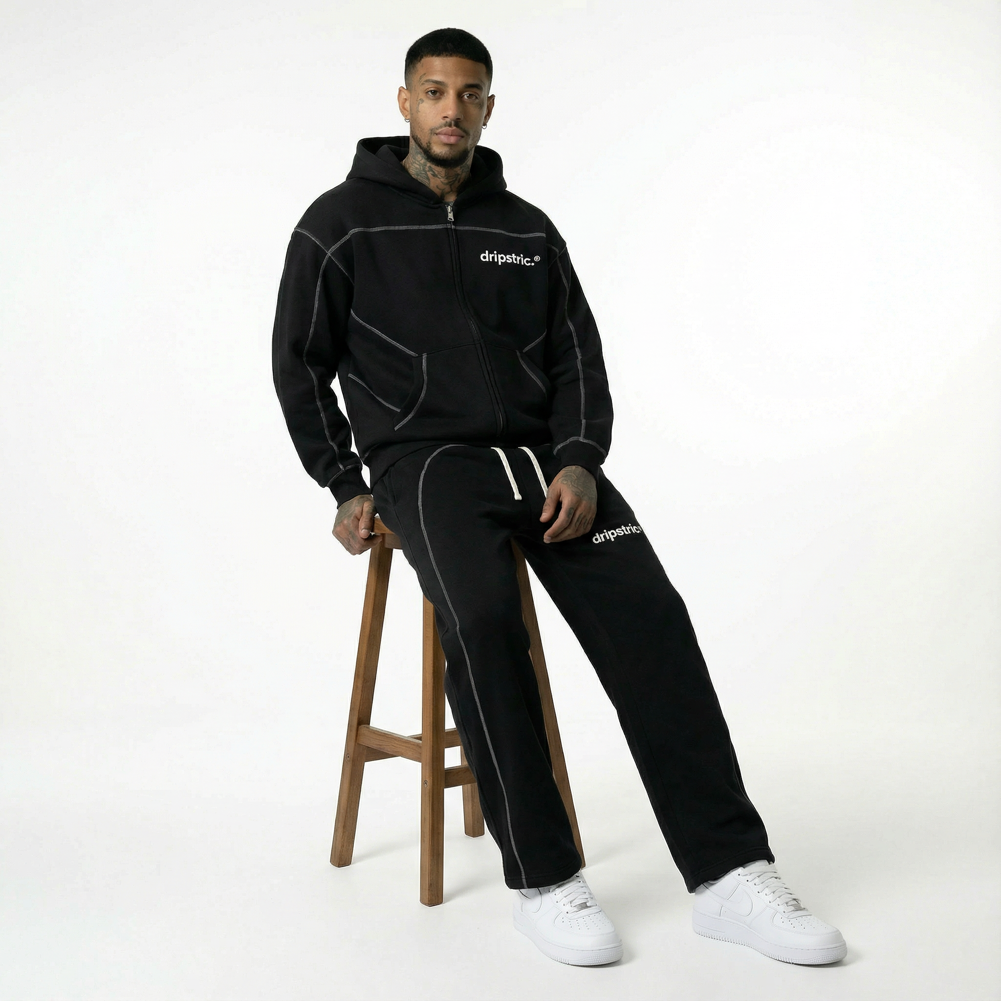 Zip-Up Stitched Hoodie - Dripstric® Edition