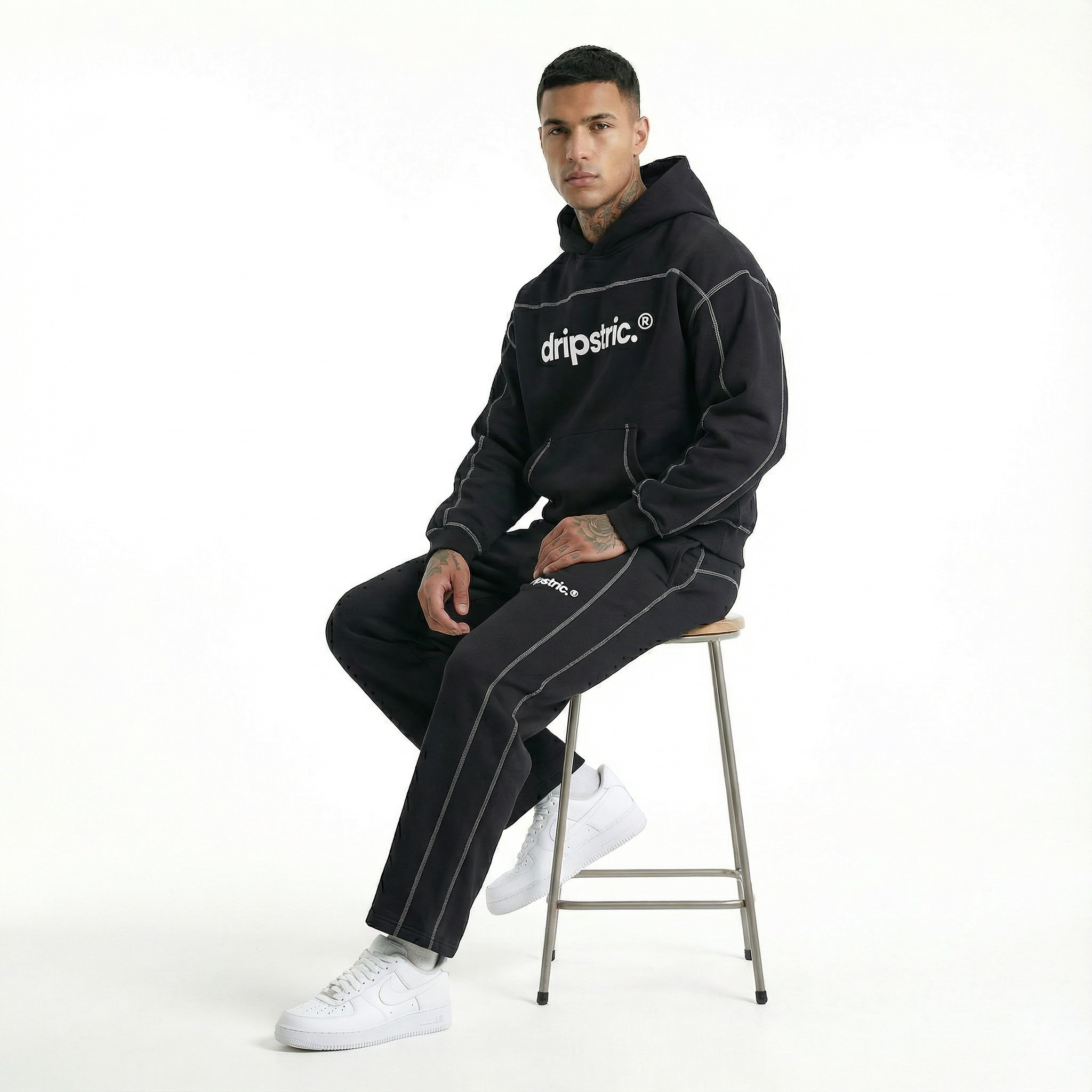 Contrast-Stitched Hoodie - Dripstric® Edition