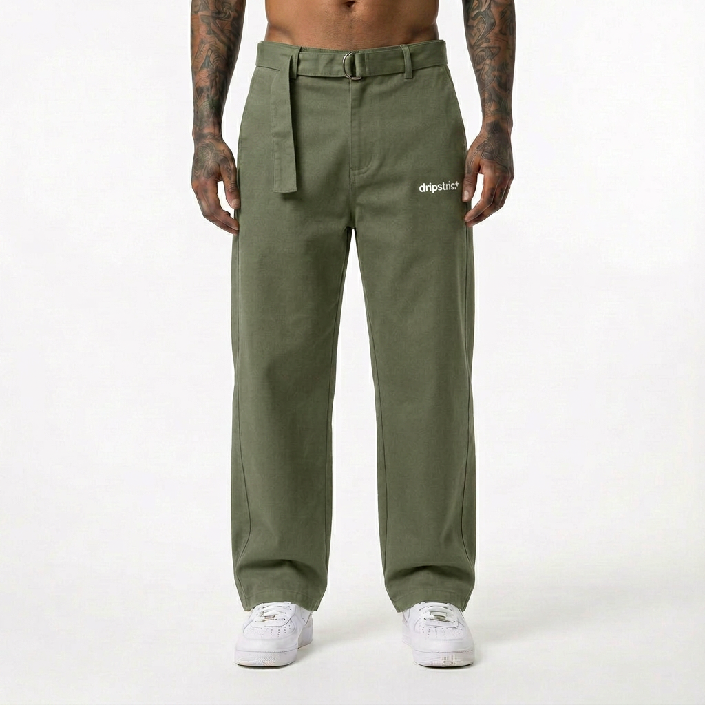 Belted Chino Pants - D001
